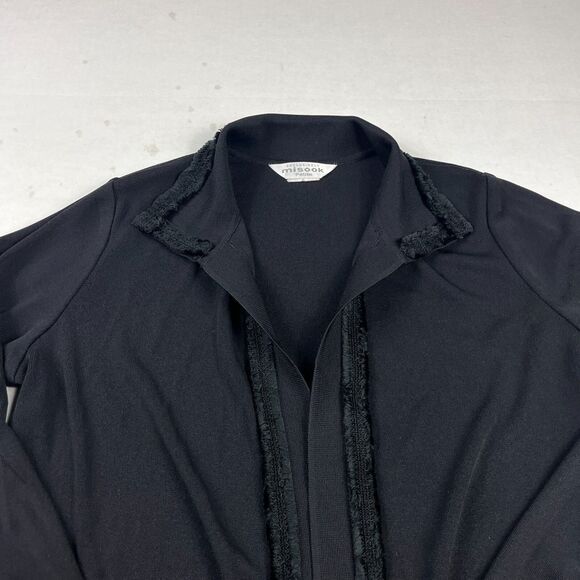 Exclusively Misook Black Textured Trim Open Front Knit Jacket Size PS Petite Sma - Picture 3 of 9